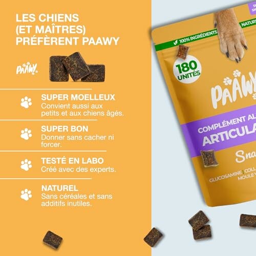 Complément alimentaire pour chiens Paawy, saveur moelleuse
